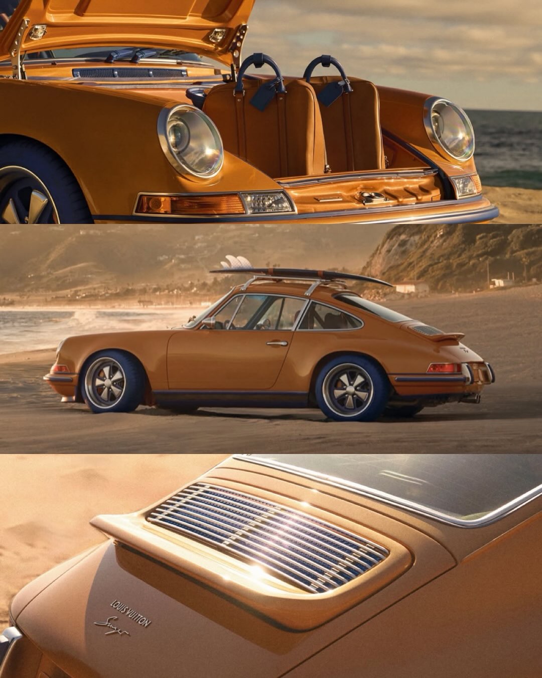 Bespoke Porsche 911 detail from Louis Vuitton and Singer collaboration