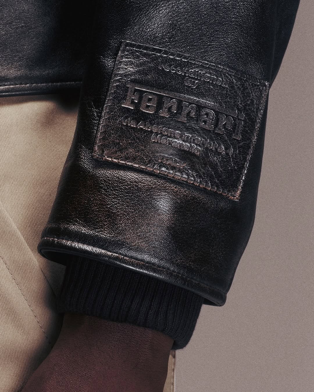 Ferrari Style British GP leather jacket editorial image