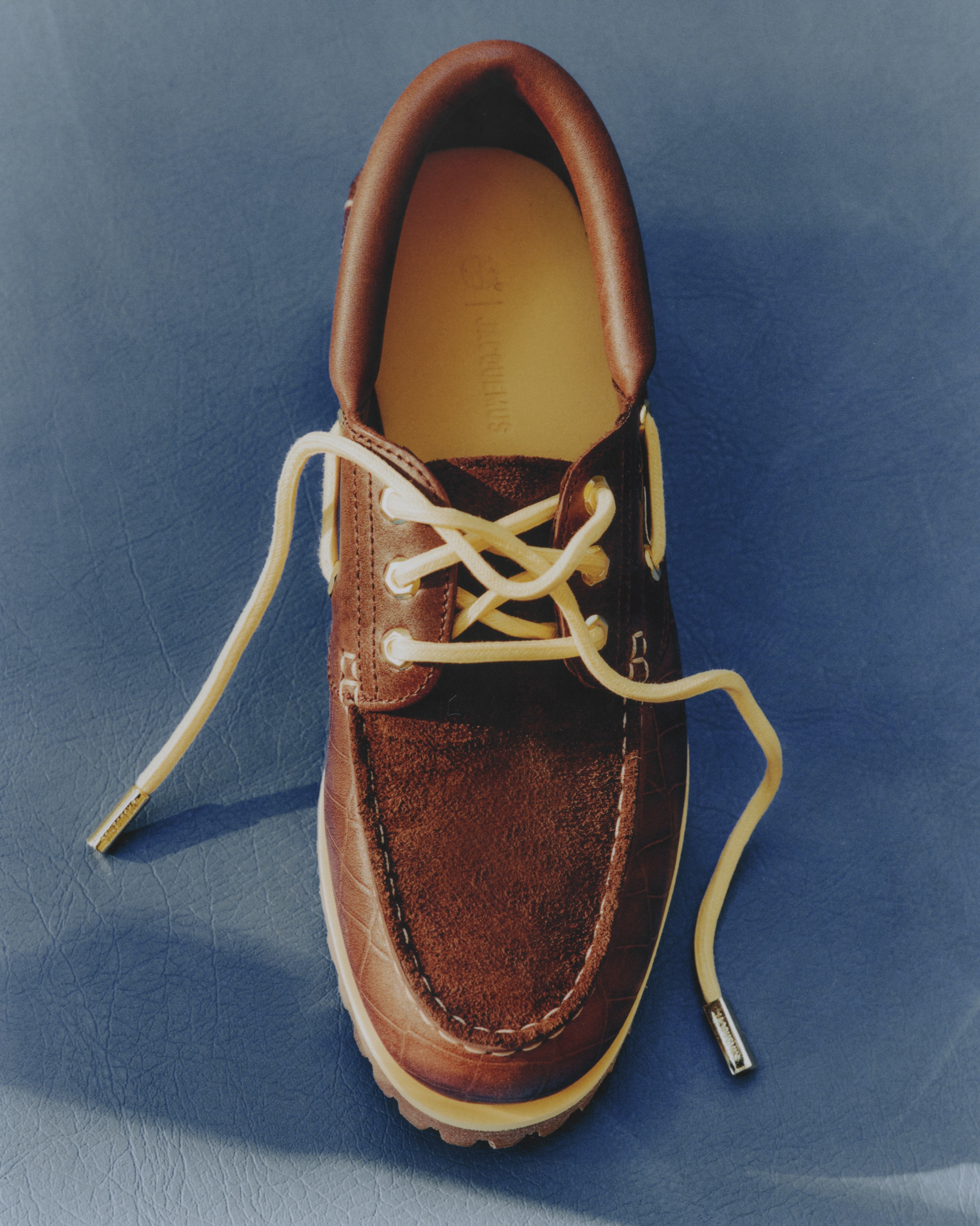 Jacquemus and Timberland blue collaboration visual