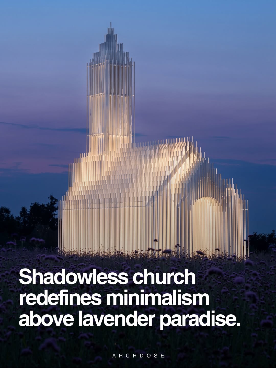 Shadowless Church emerging above lavender fields in Chengdu