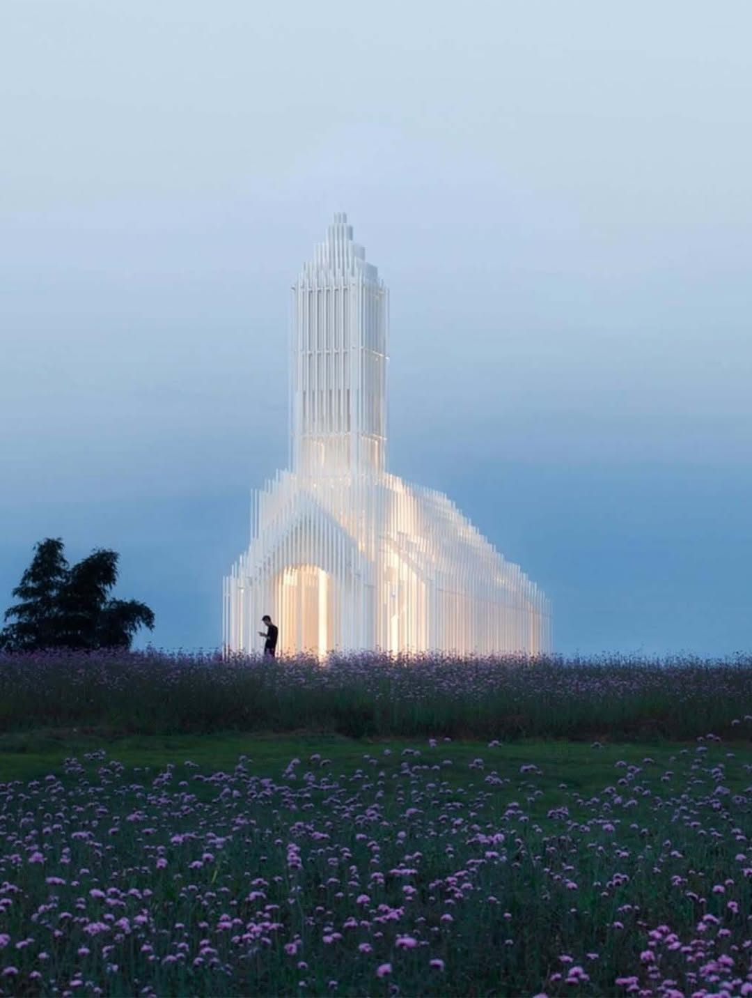 Minimal white aluminum framework of the Shadowless Church